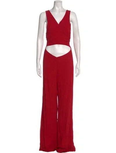 Pre-owned Reformation V-neck Jumpsuit In Red