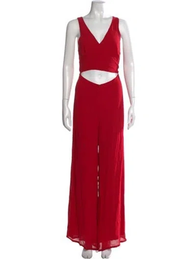 Pre-owned Reformation V-neck Jumpsuit In Red