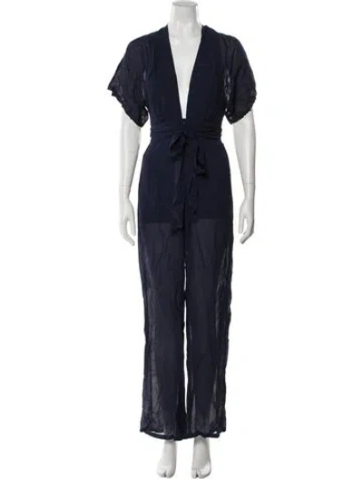 Pre-owned Reformation V-neck Jumpsuit W/ Tags In Blue