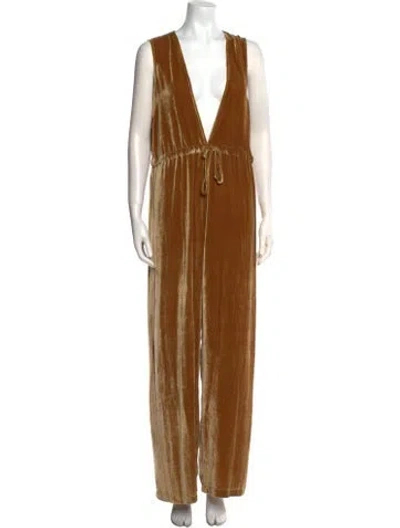 Pre-owned Reformation V-neck Jumpsuit In Yellow