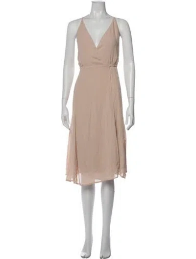 Pre-owned Reformation V-neck Knee-length Dress In Neutral