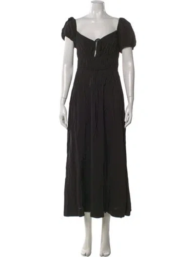 Pre-owned Reformation V-neck Long Dress In Black