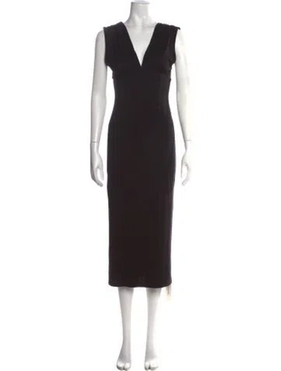 Pre-owned Reformation V-neck Long Dress In Black