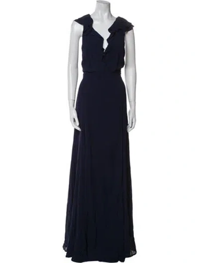 Pre-owned Reformation V-neck Long Dress In Blue