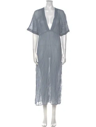 Pre-owned Reformation V-neck Long Dress In Blue