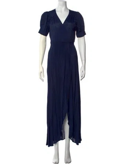 Pre-owned Reformation V-neck Long Dress In Blue