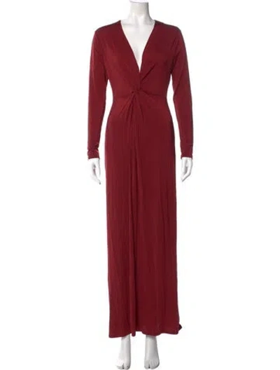 Pre-owned Reformation V-neck Long Dress In Burgundy