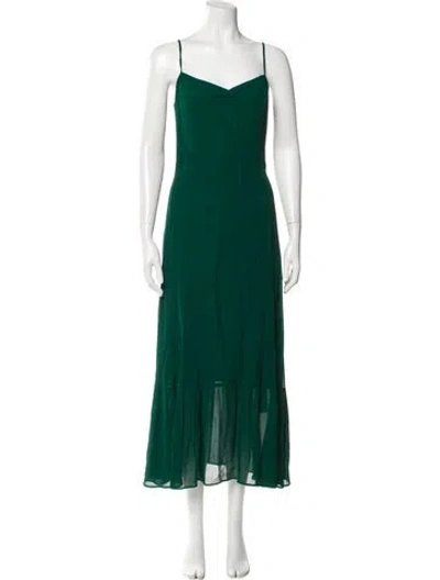 Pre-owned Reformation V-neck Long Dress In Green