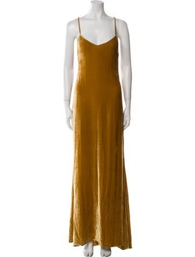Pre-owned Reformation V-neck Long Dress In Neutral
