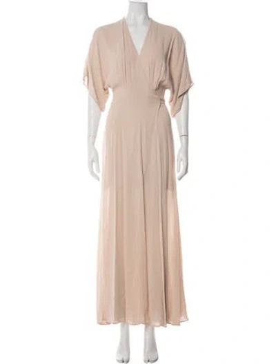 Pre-owned Reformation V-neck Long Dress In Neutral