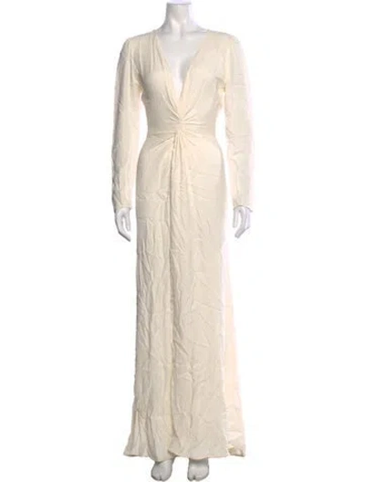 Pre-owned Reformation V-neck Long Dress In Neutral