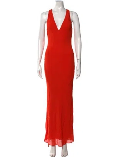 Pre-owned Reformation V-neck Long Dress In Orange