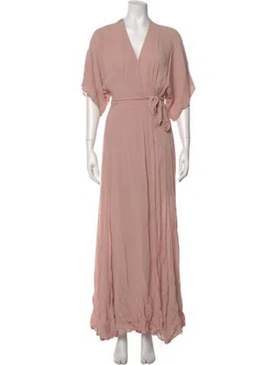 Pre-owned Reformation V-neck Long Dress In Pink