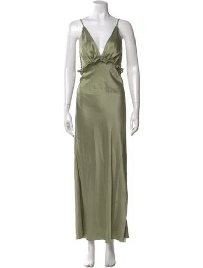 Pre-owned Reformation V-neck Long Dress W/ Tags In Green