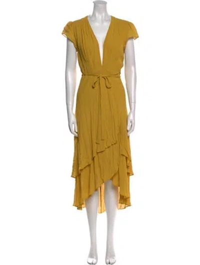 Pre-owned Reformation V-neck Long Dress In Yellow