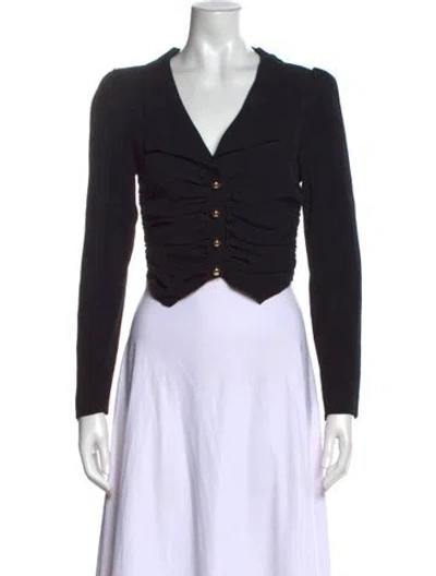 Pre-owned Reformation V-neck Long Sleeve Blouse In Black
