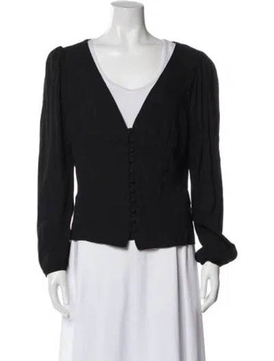 Pre-owned Reformation V-neck Long Sleeve Blouse In Black