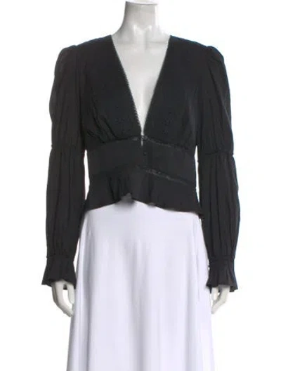Pre-owned Reformation V-neck Long Sleeve Blouse In Black