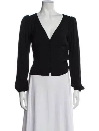 Pre-owned Reformation V-neck Long Sleeve Blouse In Black