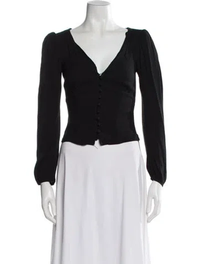 Pre-owned Reformation V-neck Long Sleeve Blouse In Black