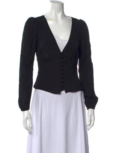 Pre-owned Reformation V-neck Long Sleeve Blouse In Black