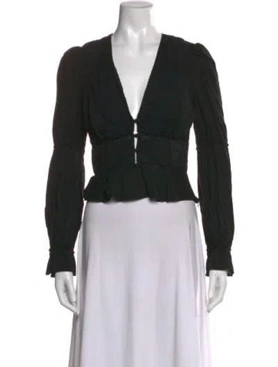Pre-owned Reformation V-neck Long Sleeve Blouse In Black