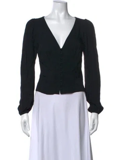 Pre-owned Reformation V-neck Long Sleeve Blouse In Black
