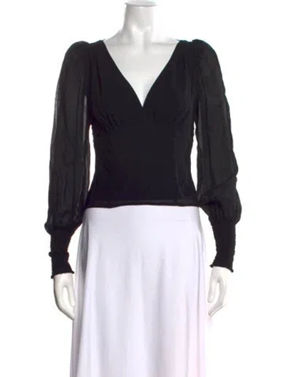 Pre-owned Reformation V-neck Long Sleeve Blouse In Black