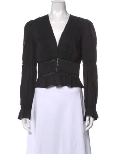 Pre-owned Reformation V-neck Long Sleeve Blouse In Black