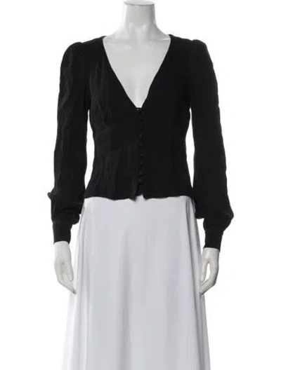 Pre-owned Reformation V-neck Long Sleeve Blouse In Black