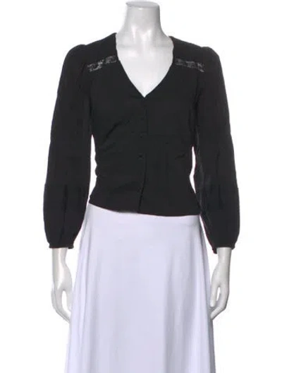 Pre-owned Reformation V-neck Long Sleeve Blouse In Black