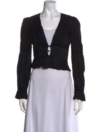 Pre-owned Reformation V-neck Long Sleeve Blouse In Black