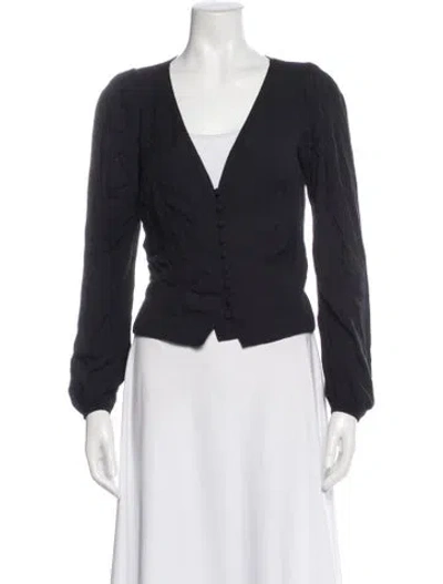 Pre-owned Reformation V-neck Long Sleeve Blouse In Gray