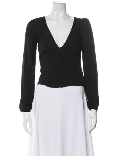 Pre-owned Reformation V-neck Long Sleeve Blouse In Gray