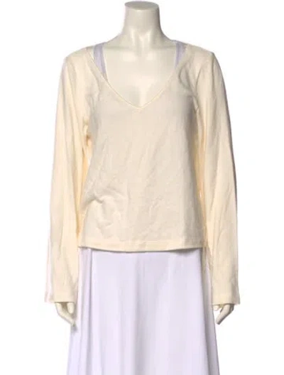 Pre-owned Reformation V-neck Long Sleeve Blouse In Neutral