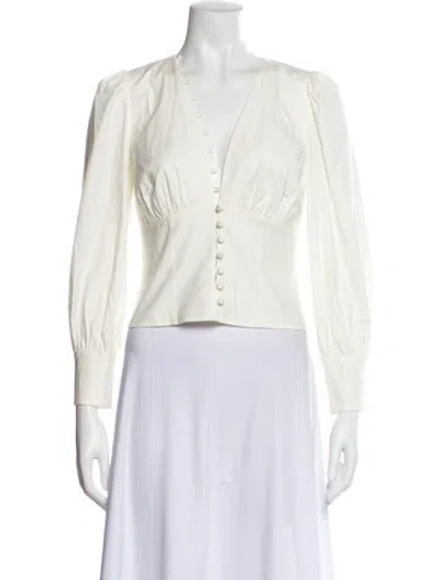 Pre-owned Reformation V-neck Long Sleeve Blouse In Neutral