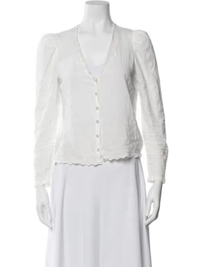 Pre-owned Reformation V-neck Long Sleeve Blouse In Neutrals