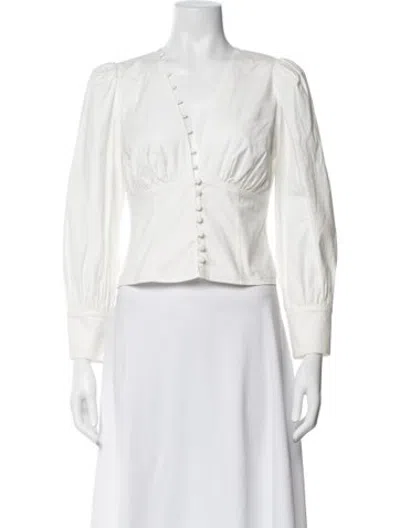 Pre-owned Reformation V-neck Long Sleeve Blouse In Neutrals