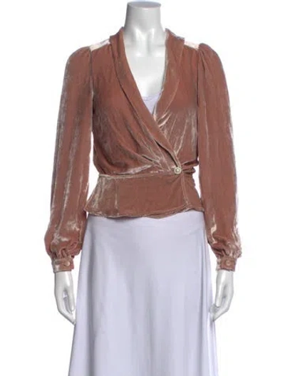 Pre-owned Reformation V-neck Long Sleeve Blouse In Pink