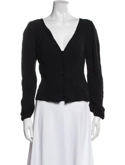 Pre-owned Reformation V-neck Long Sleeve Blouse W/ Tags In Black