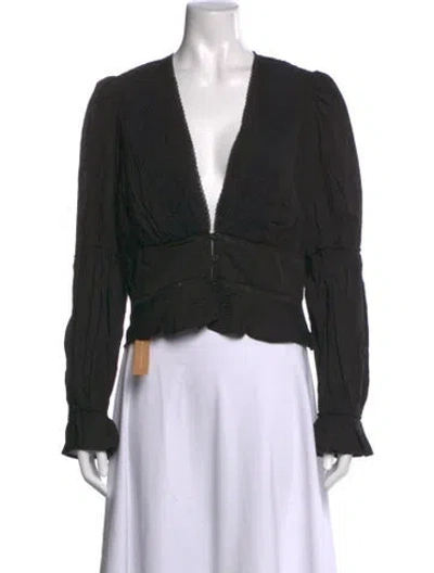 Pre-owned Reformation V-neck Long Sleeve Blouse W/ Tags In Black