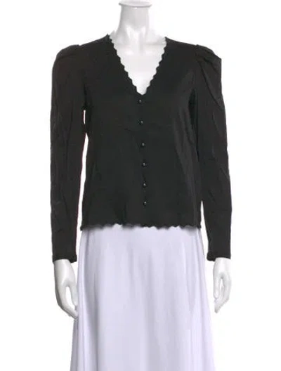 Pre-owned Reformation V-neck Long Sleeve Blouse W/ Tags In Black