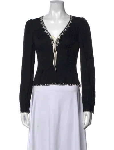 Pre-owned Reformation V-neck Long Sleeve Blouse W/ Tags In Black