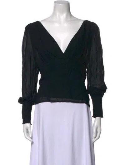 Pre-owned Reformation V-neck Long Sleeve Blouse W/ Tags In Black