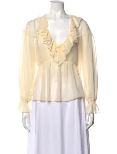 Pre-owned Reformation V-neck Long Sleeve Blouse W/ Tags In Neutrals