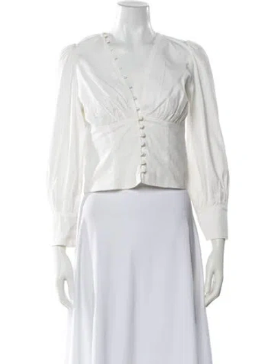 Pre-owned Reformation V-neck Long Sleeve Blouse In White