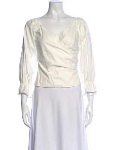 Pre-owned Reformation V-neck Long Sleeve Blouse In White