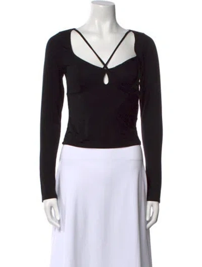 Pre-owned Reformation V-neck Long Sleeve Bodysuit In Black