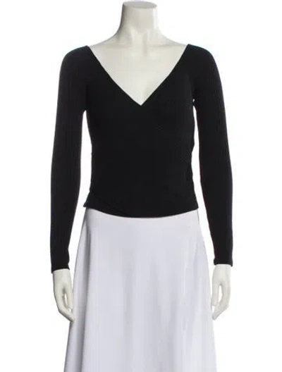 Pre-owned Reformation V-neck Long Sleeve Bodysuit In Blue