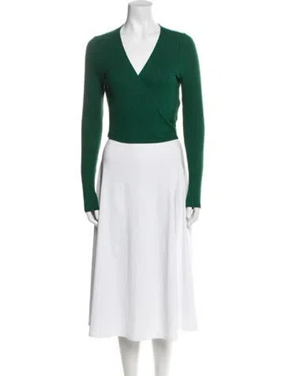 Pre-owned Reformation V-neck Long Sleeve Bodysuit In Green